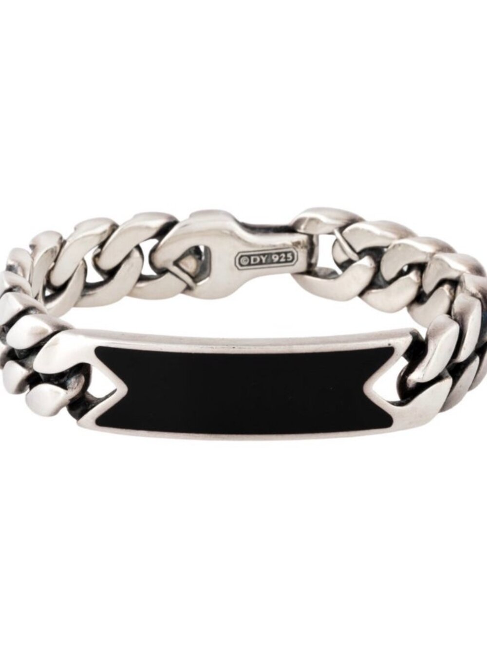 DAVID YURMAN STERLING SILVER 925 ONYX CURB CHAIN ID BRACELET